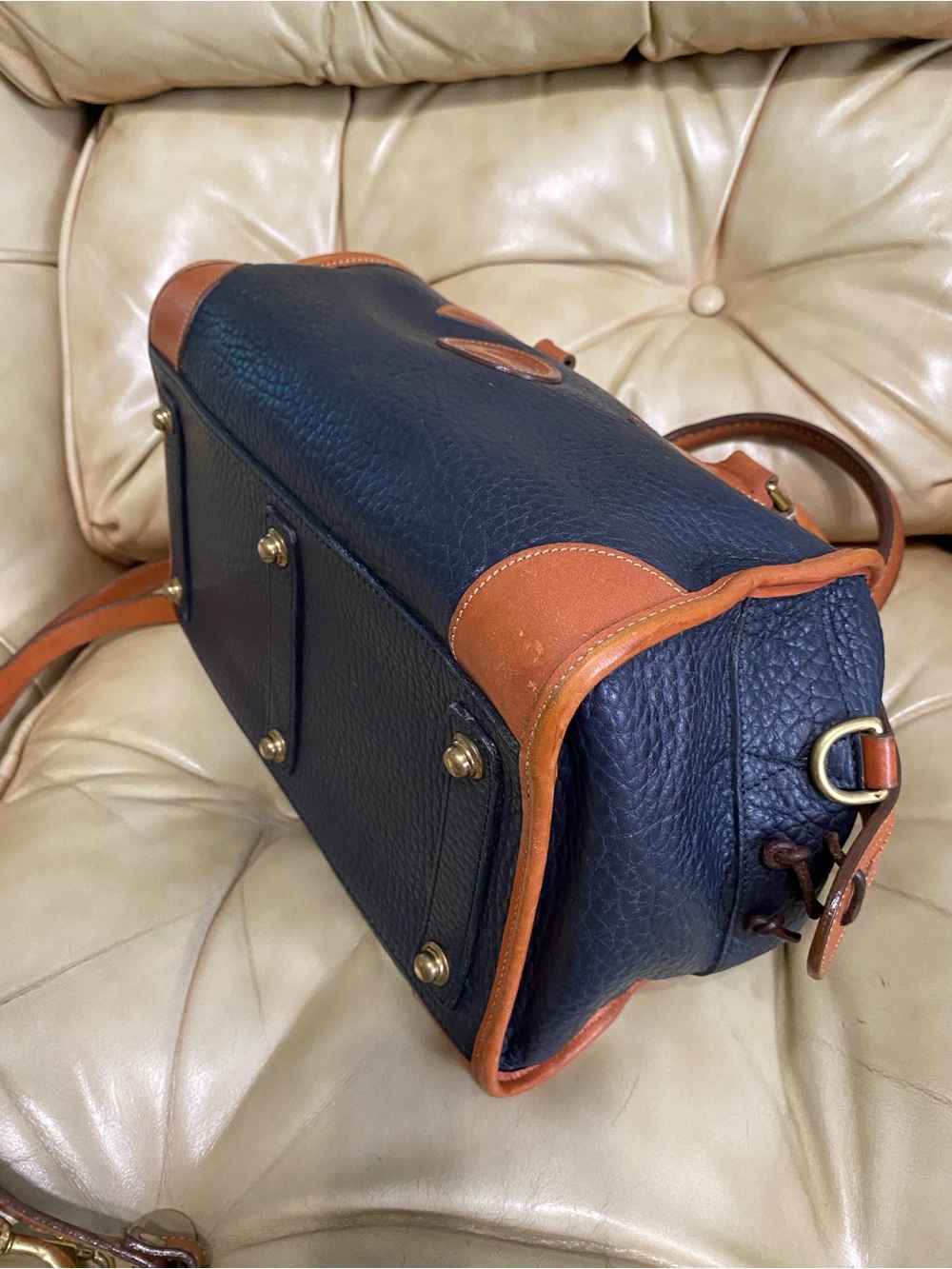 Vintage Navy Dooney & Bourke Gladstone Satchel w/Lock AWL Leather Doctor - Picture 7 of 16